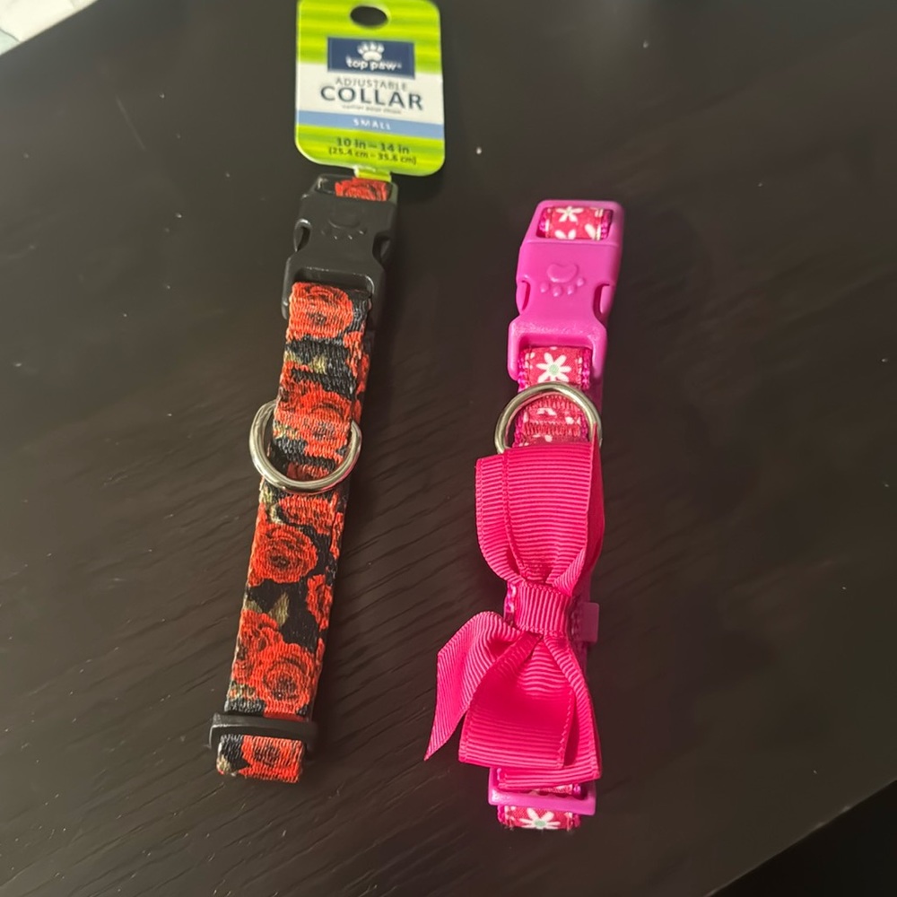 NWT Top Paw 2 dog collars red roses and pink and white flowers adjustable S - Picture 1 of 6